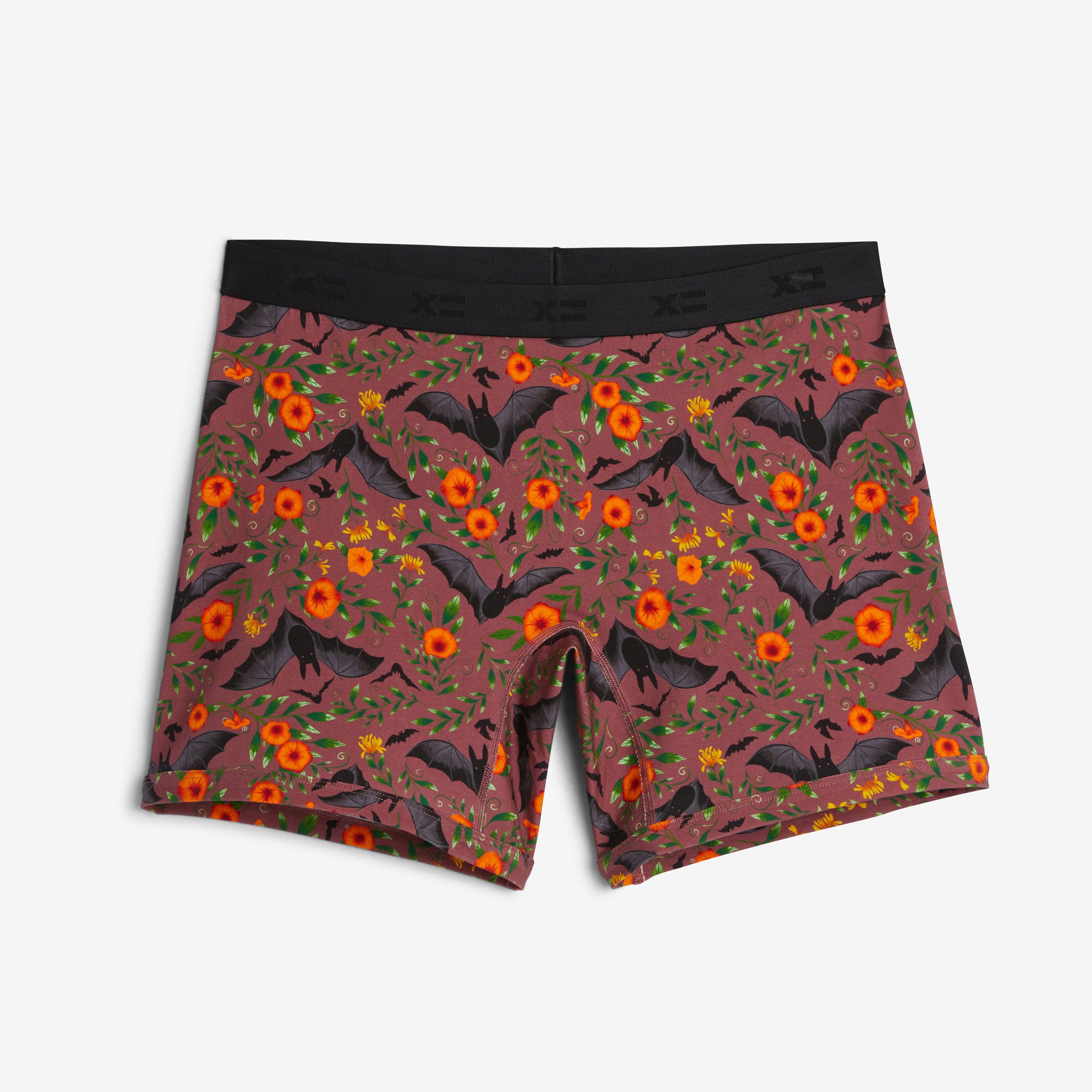 6" No Fly Boxer Briefs - Batwing Brocade Mauve