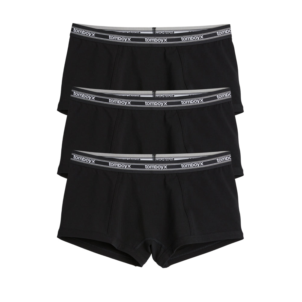 Boy Shorts 3-Pack - Black Retro Logo