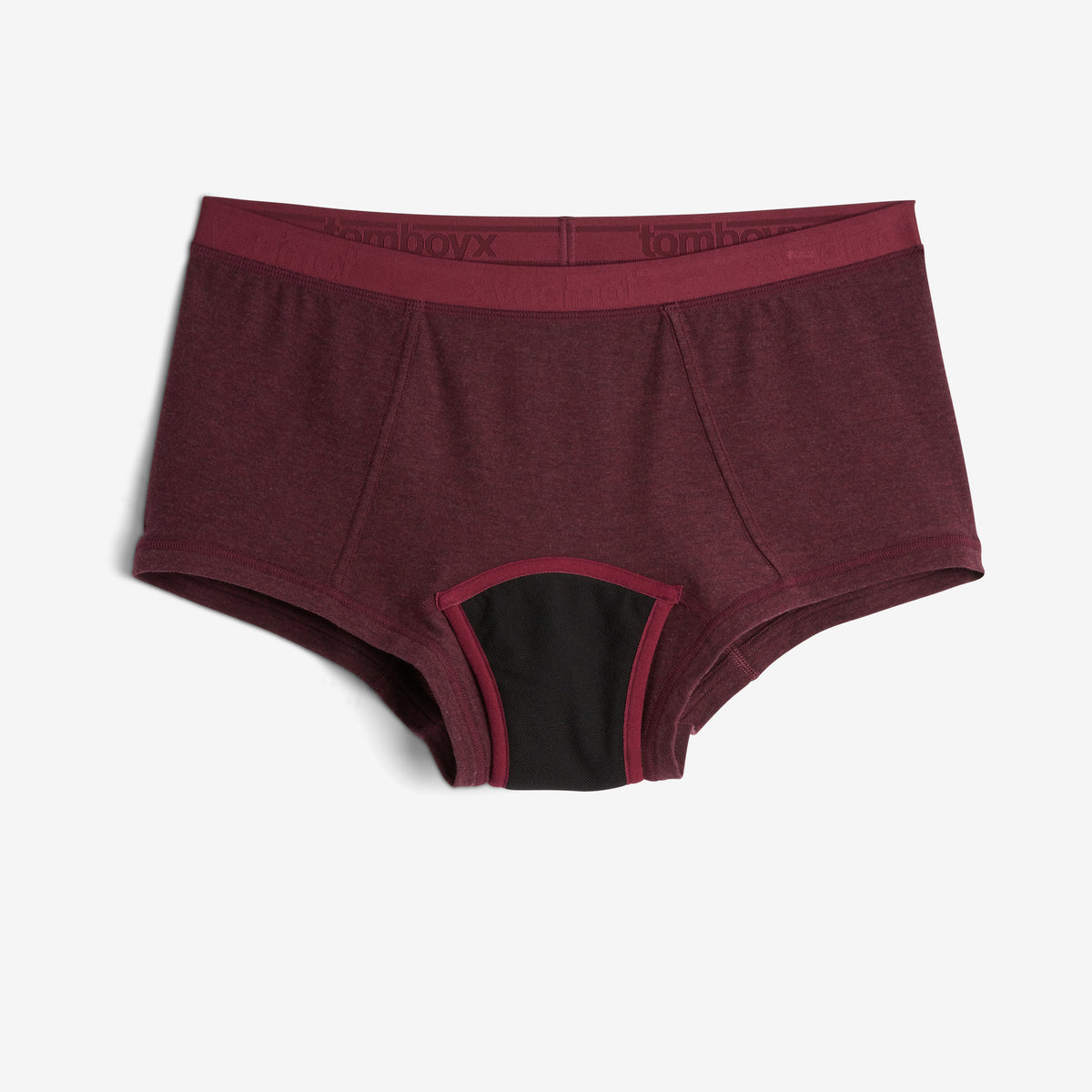 First Line Period Boy Shorts - Black Cherry Heather