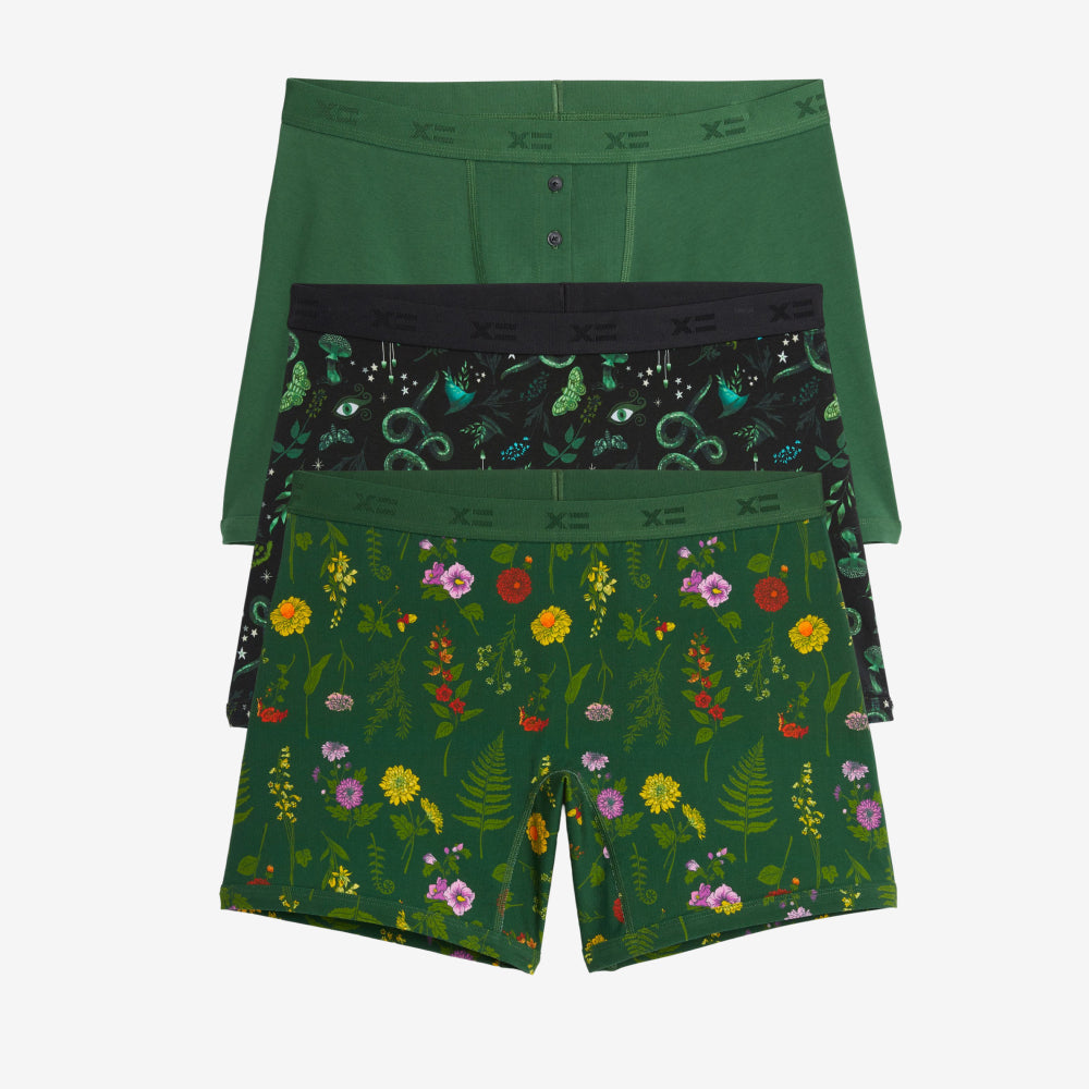 6" Boxer Briefs 3-Pack - Fern and Floral