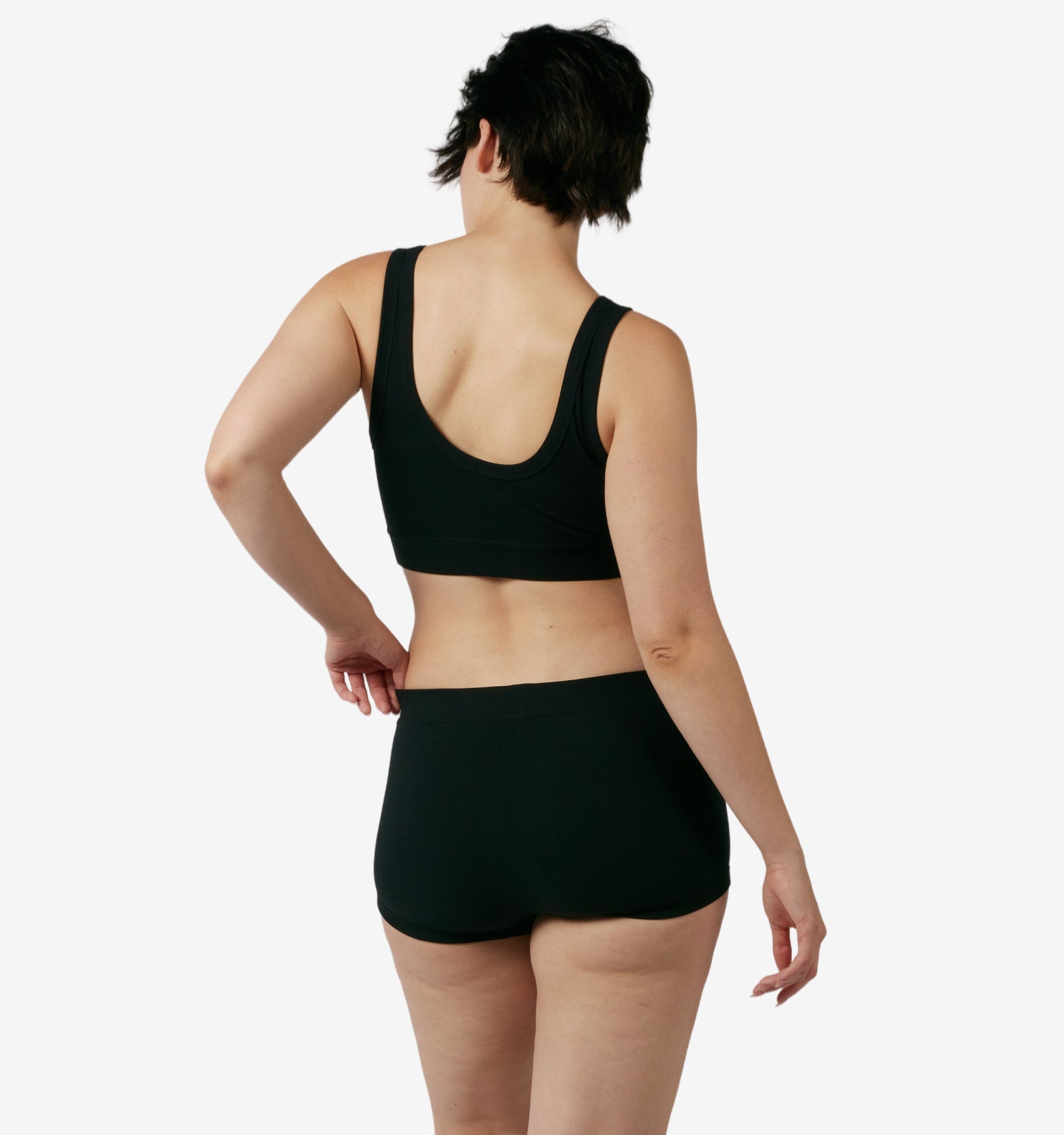 Bamboo Rib Boy Shorts - Black