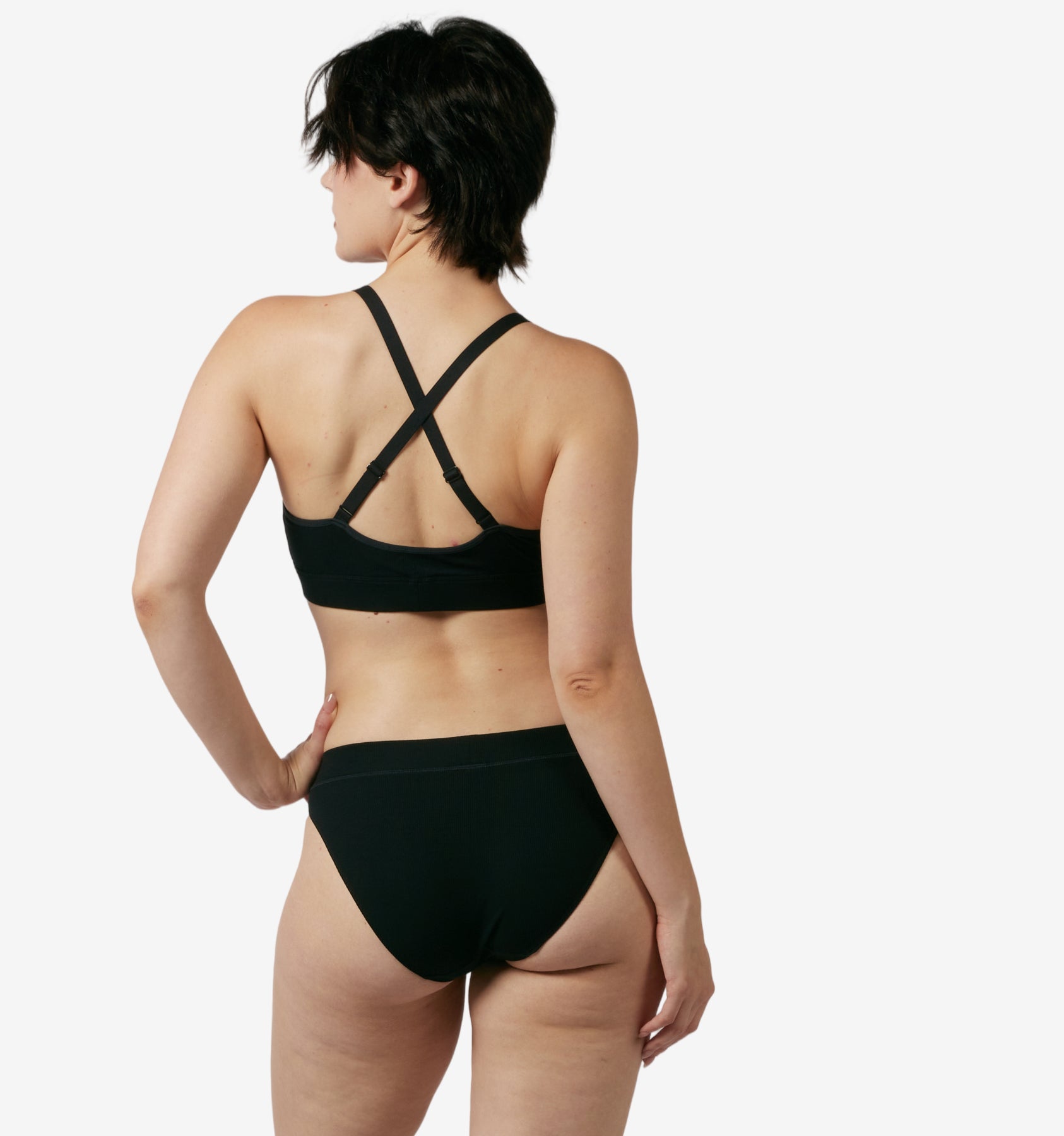 Bamboo Rib Cheeky - Black