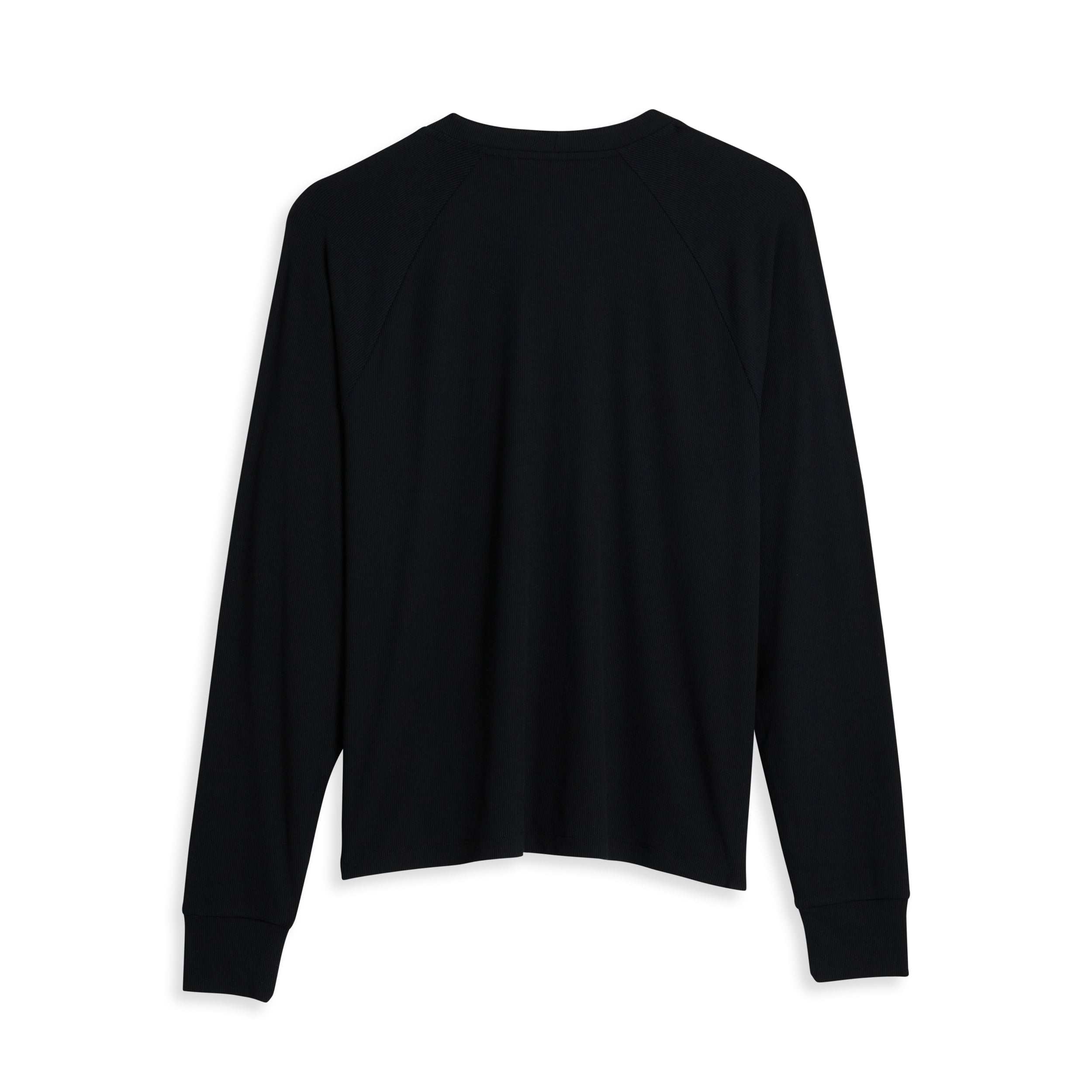 Bamboo Rib Long Sleeve Henley - Black
