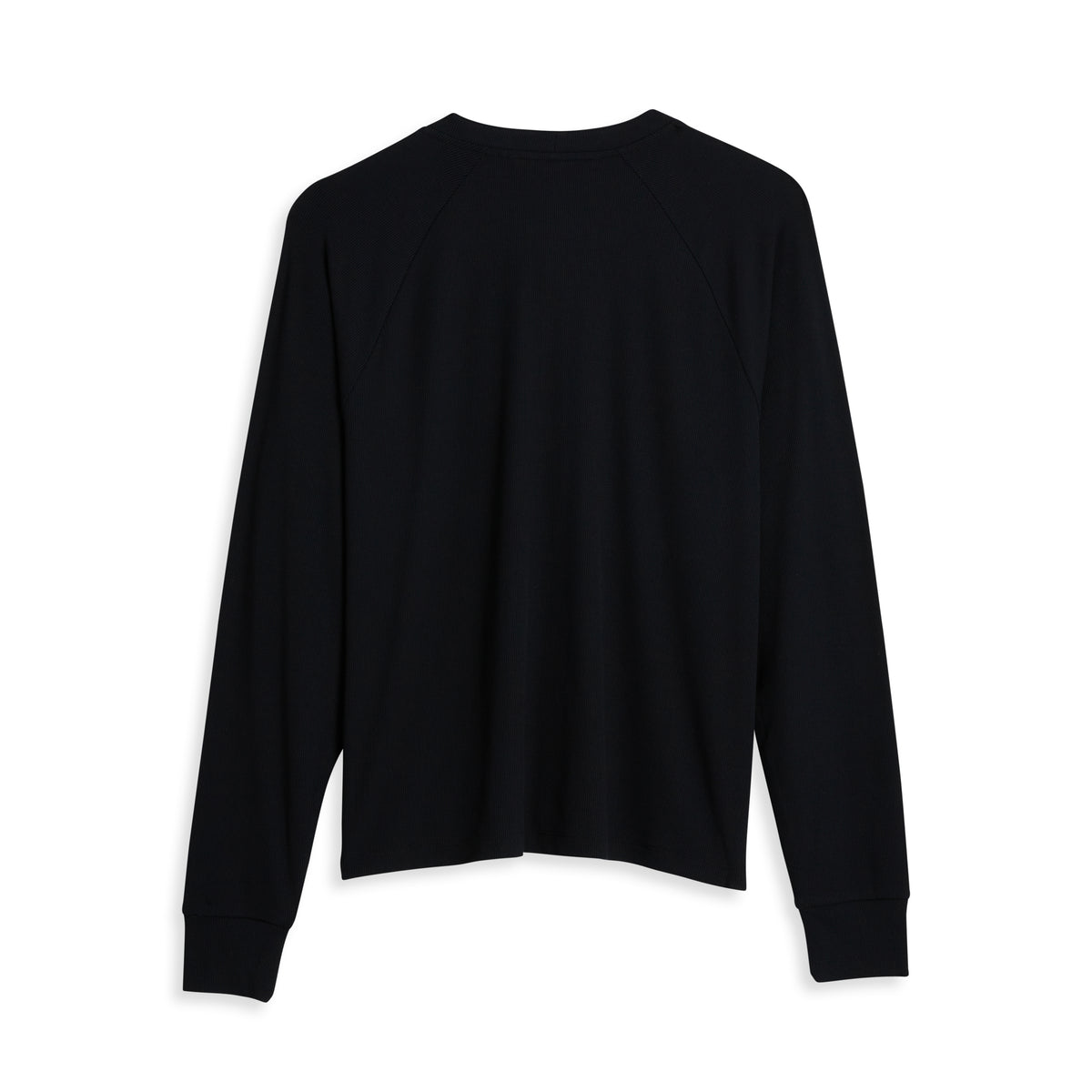 Bamboo Rib Long Sleeve Henley - Black