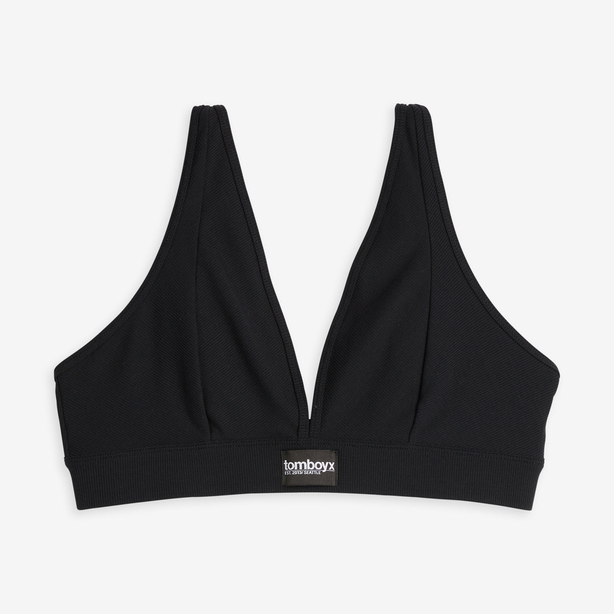 Bamboo Rib Plunge Bra - Black
