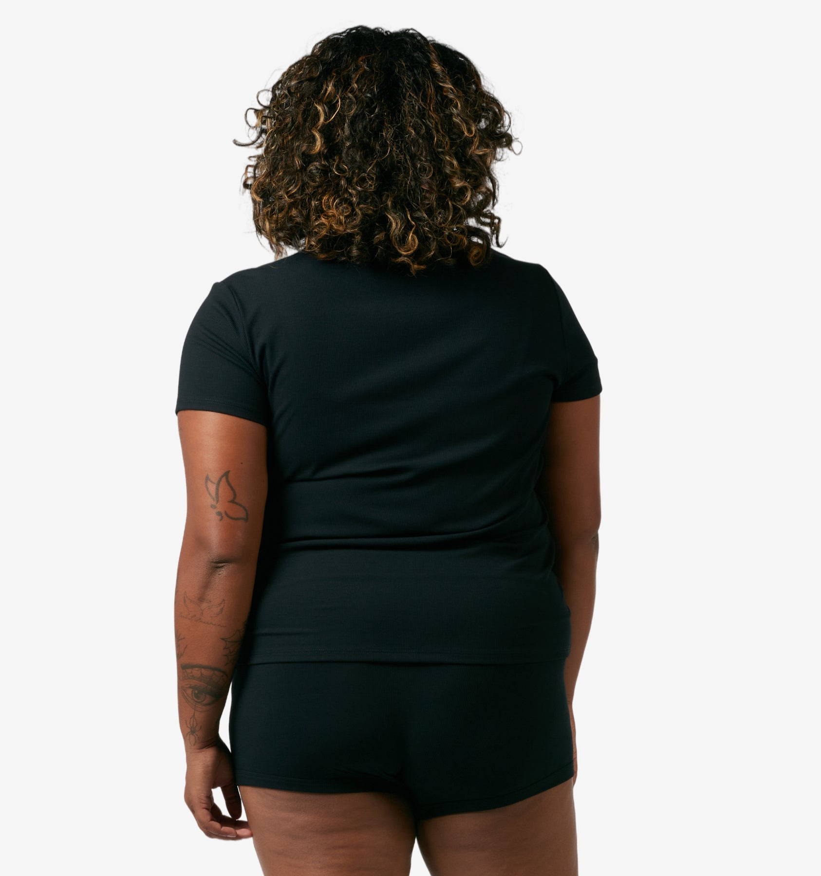 Bamboo Rib Short Sleeve Tee - Black