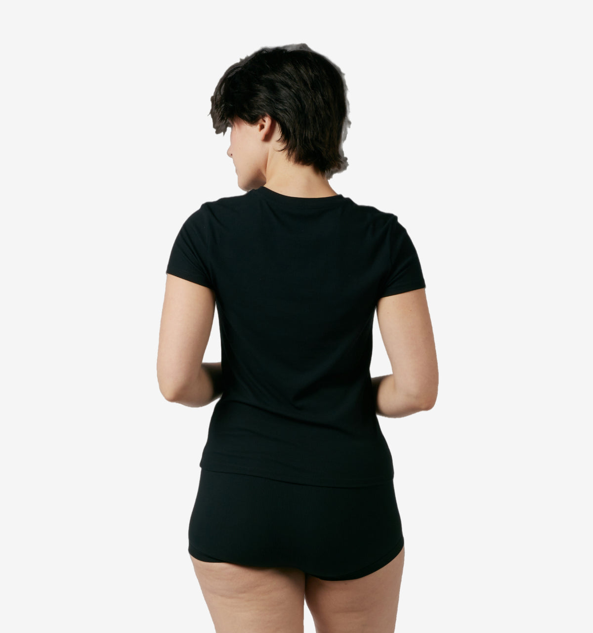 Bamboo Rib Short Sleeve Tee - Black