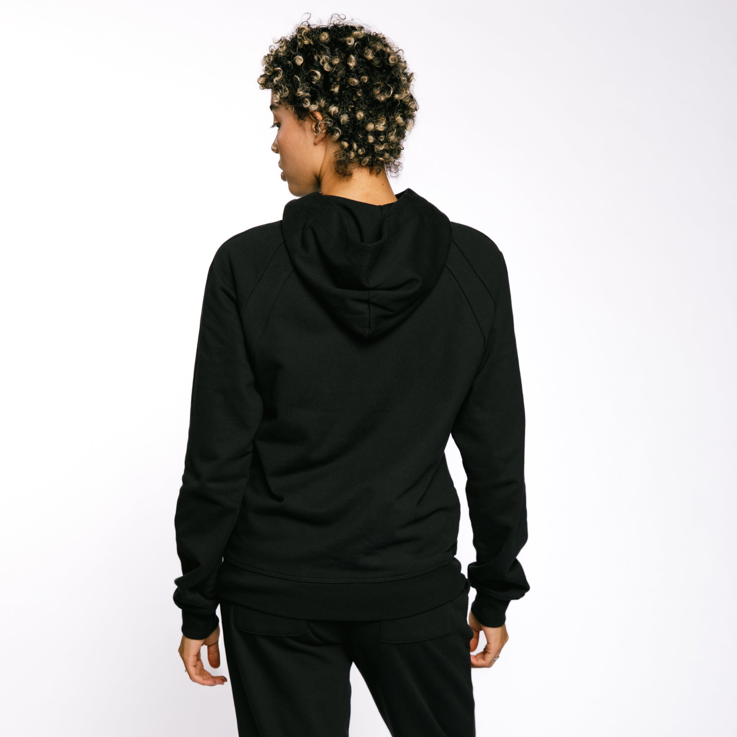 French Terry Full Zip Hoodie - Black