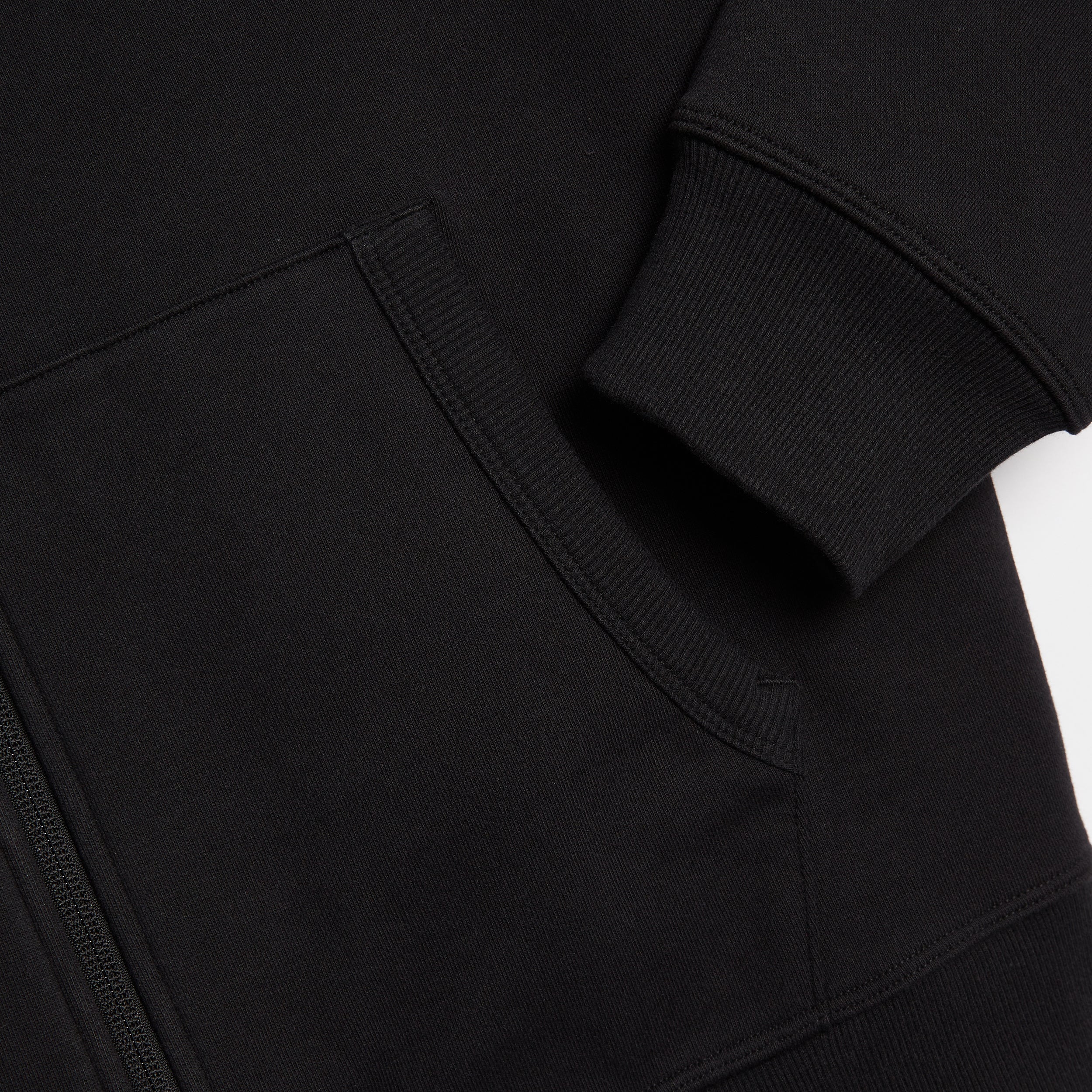 French Terry Full Zip Hoodie - Black