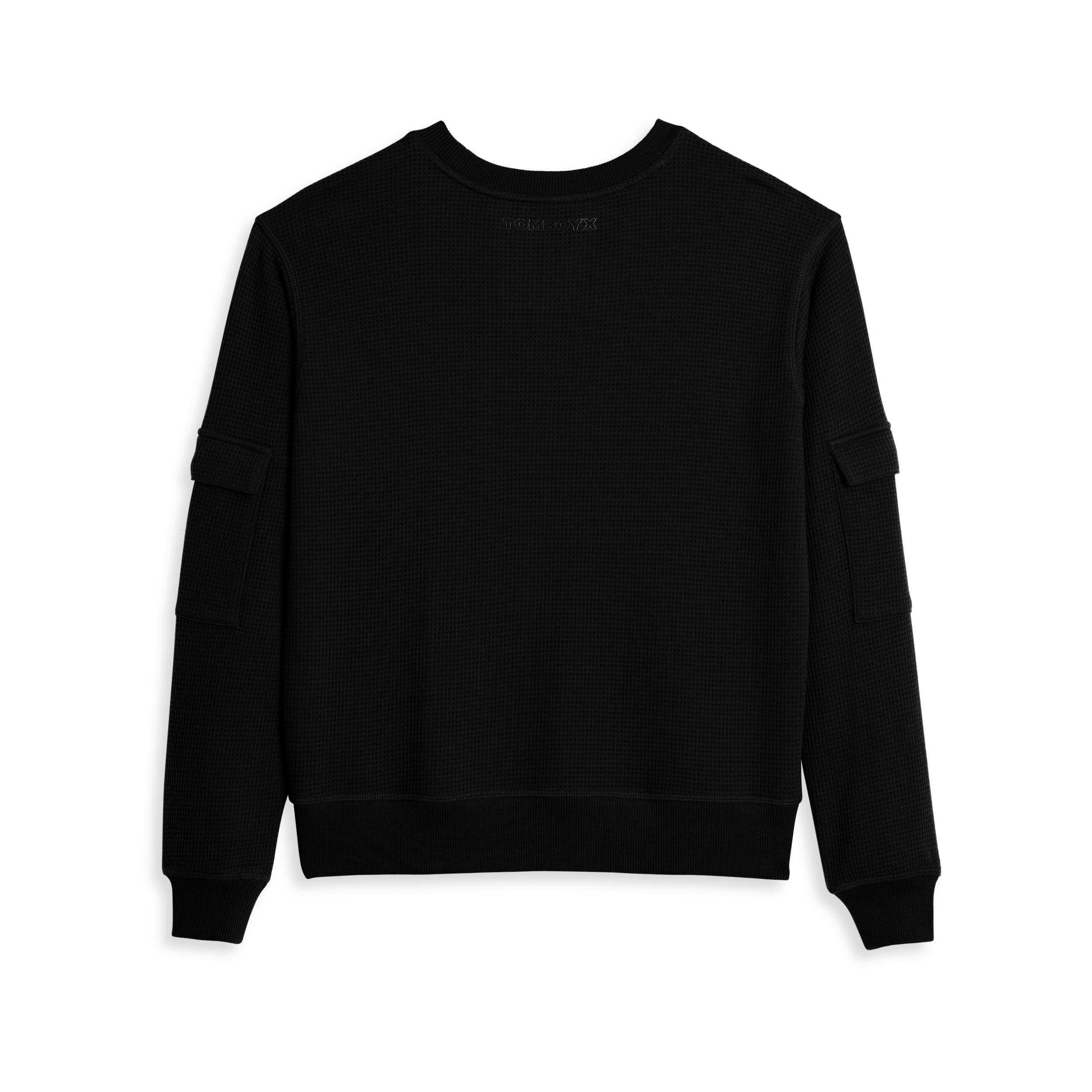 Modal Cloud Waffle Long Sleeve Cargo Crew - Black Beauty