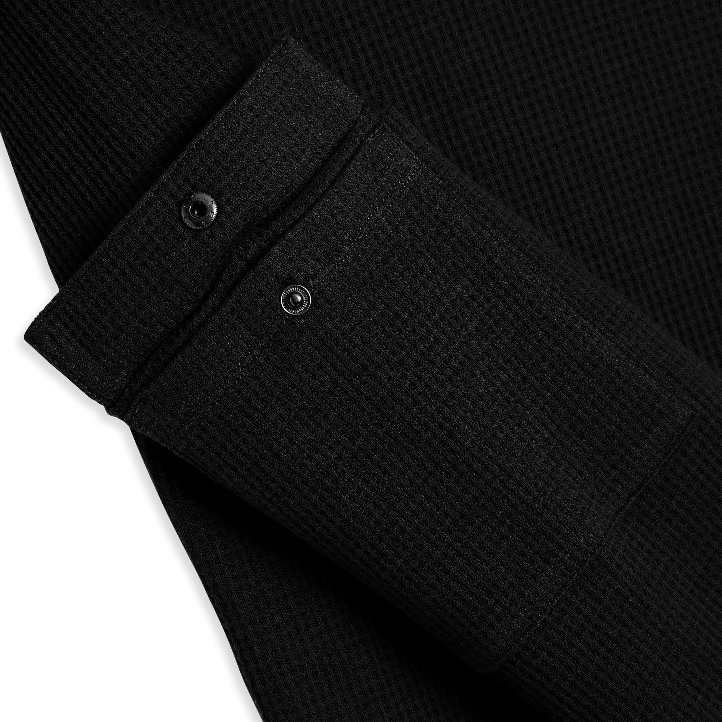 Modal Cloud Waffle Long Sleeve Cargo Crew - Black Beauty