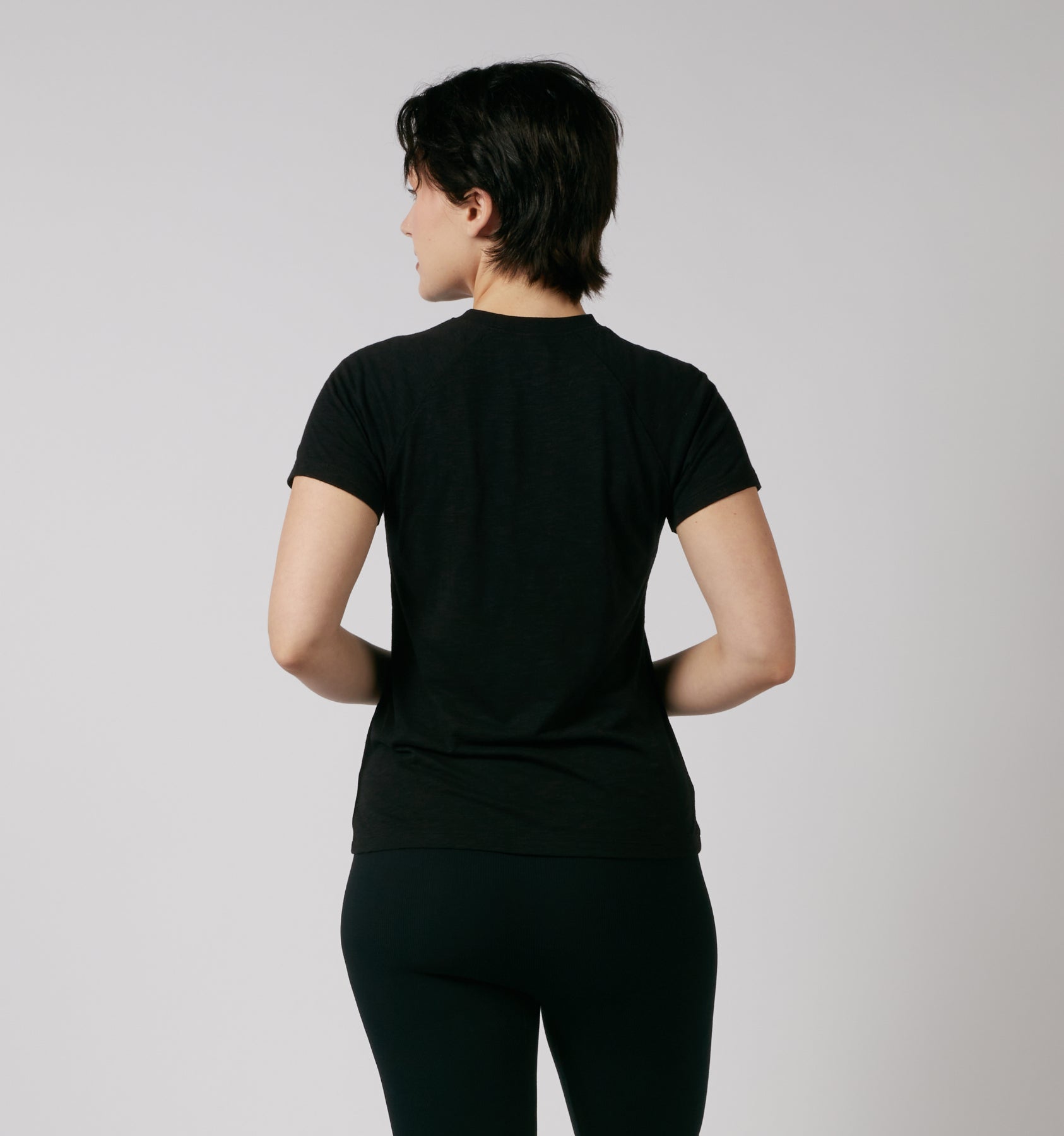 Short Sleeve Jersey Slub Raglan Tee - Black