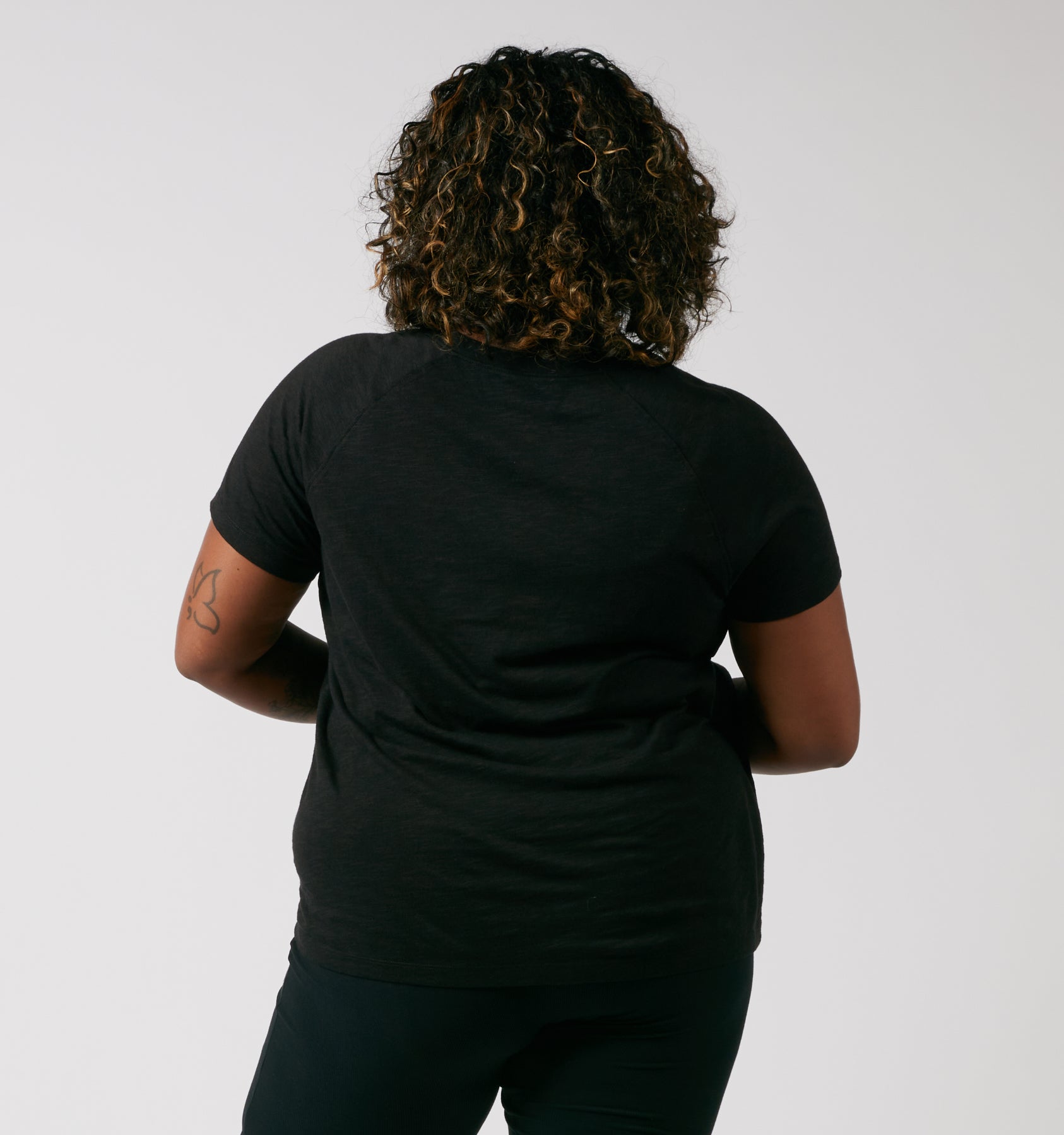 Short Sleeve Jersey Slub V Neck Tee - Black