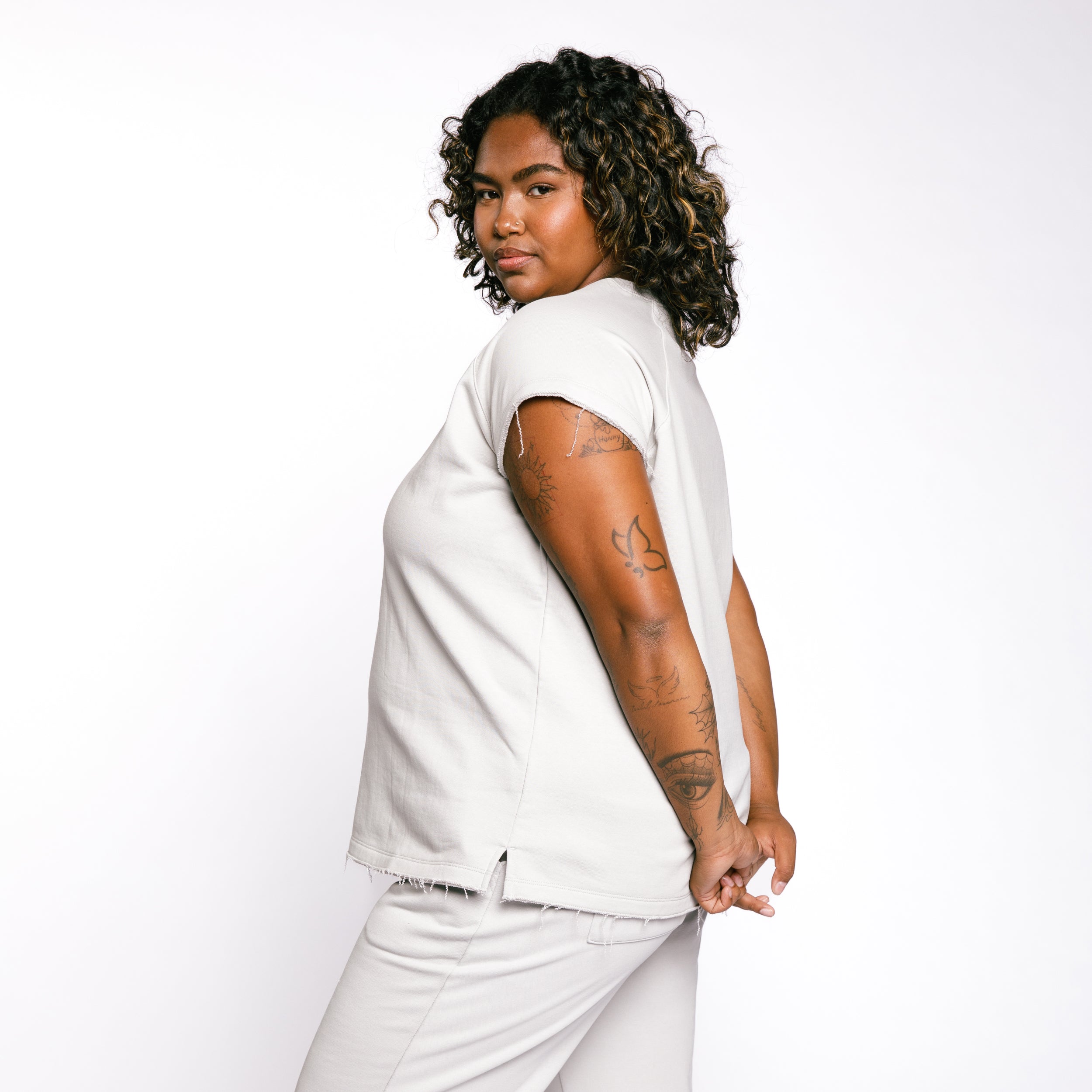 French Terry Cut Off Crew - Concrete Gray