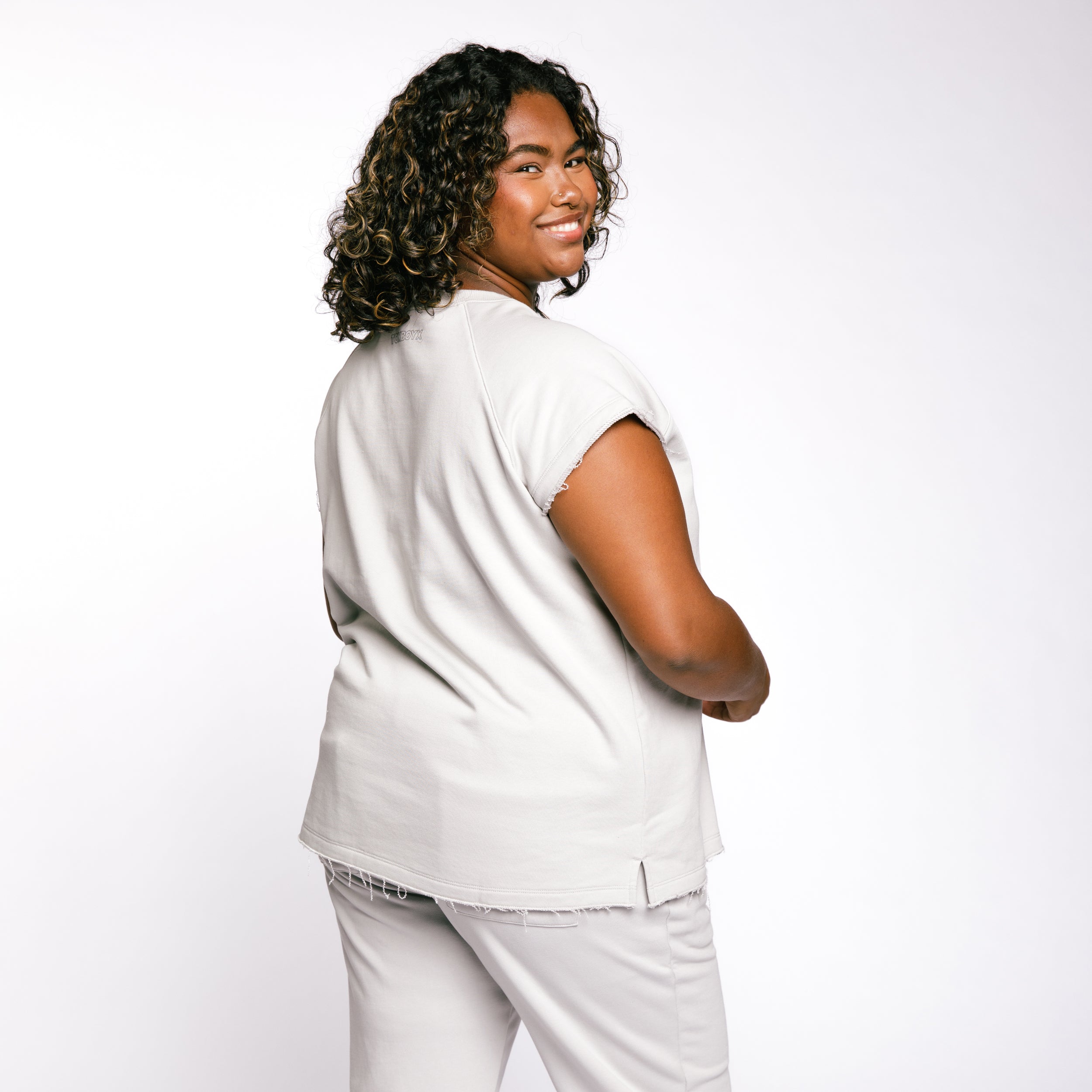 French Terry Cut Off Crew - Concrete Gray