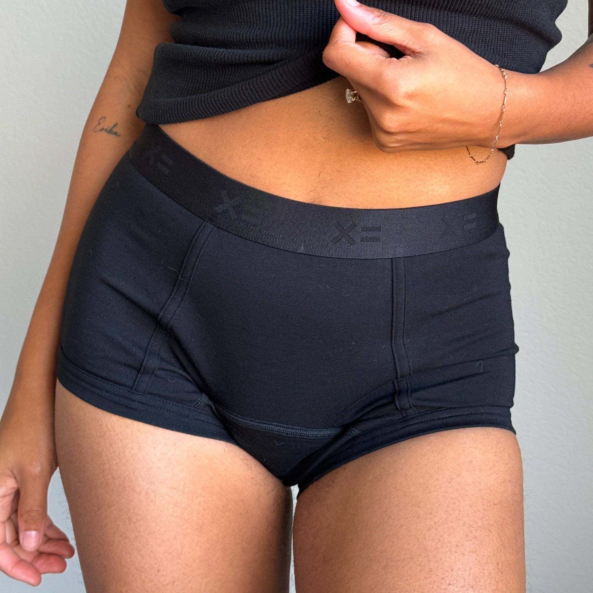 First Line Period Boy Shorts - X= Black