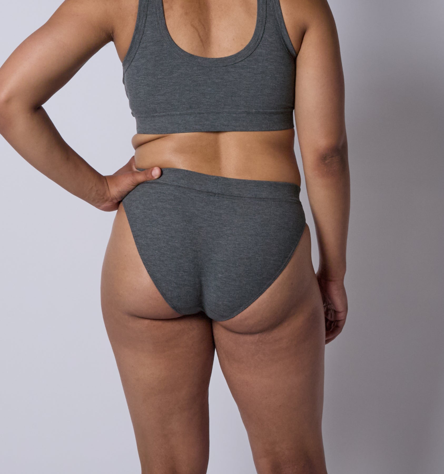 Bamboo Rib Cheeky - Heather Gray