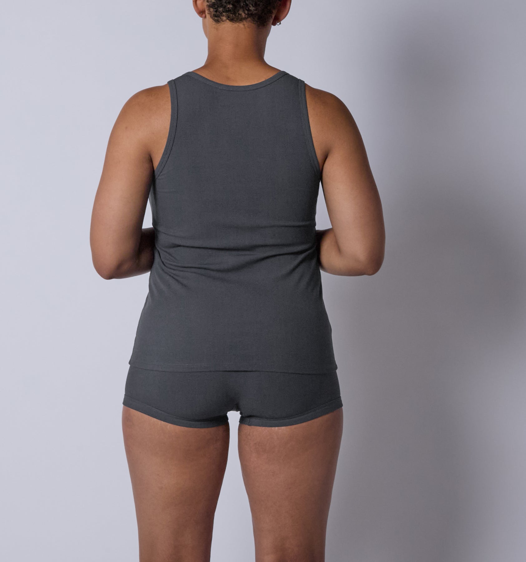 Bamboo Rib Power Tank - Heather Gray