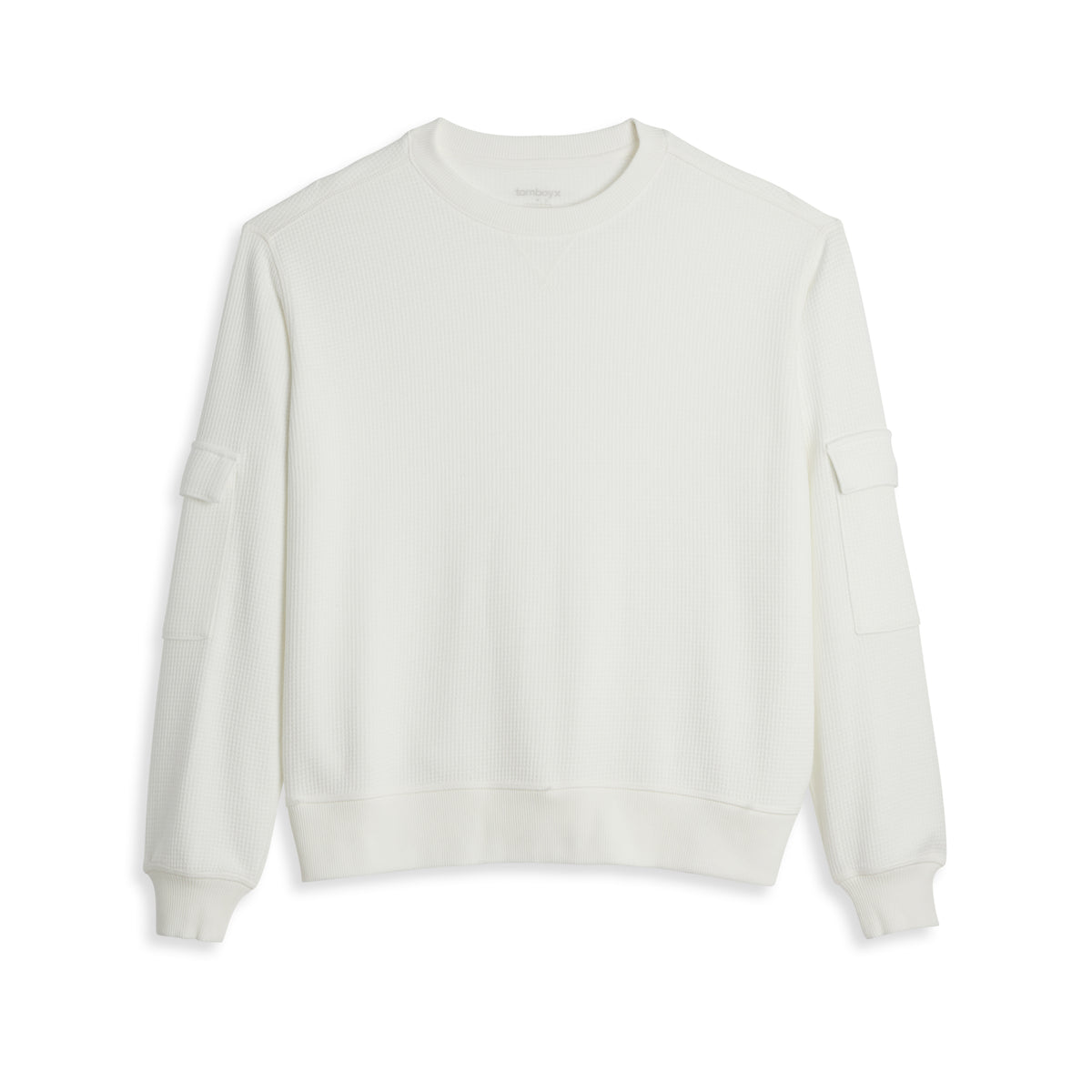 Modal Cloud Waffle Long Sleeve Cargo Crew - Natural
