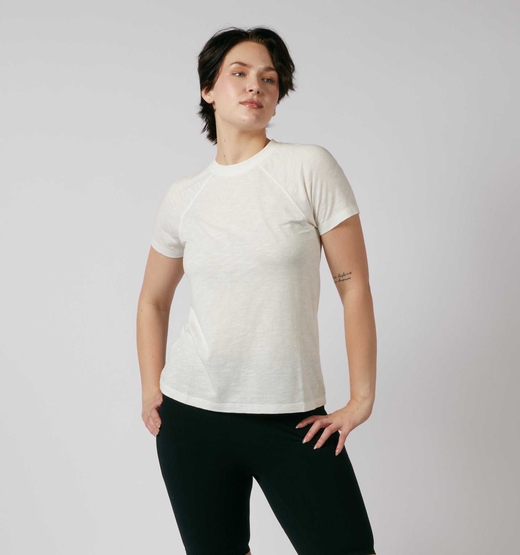 Short Sleeve Jersey Slub Raglan Tee - Natural