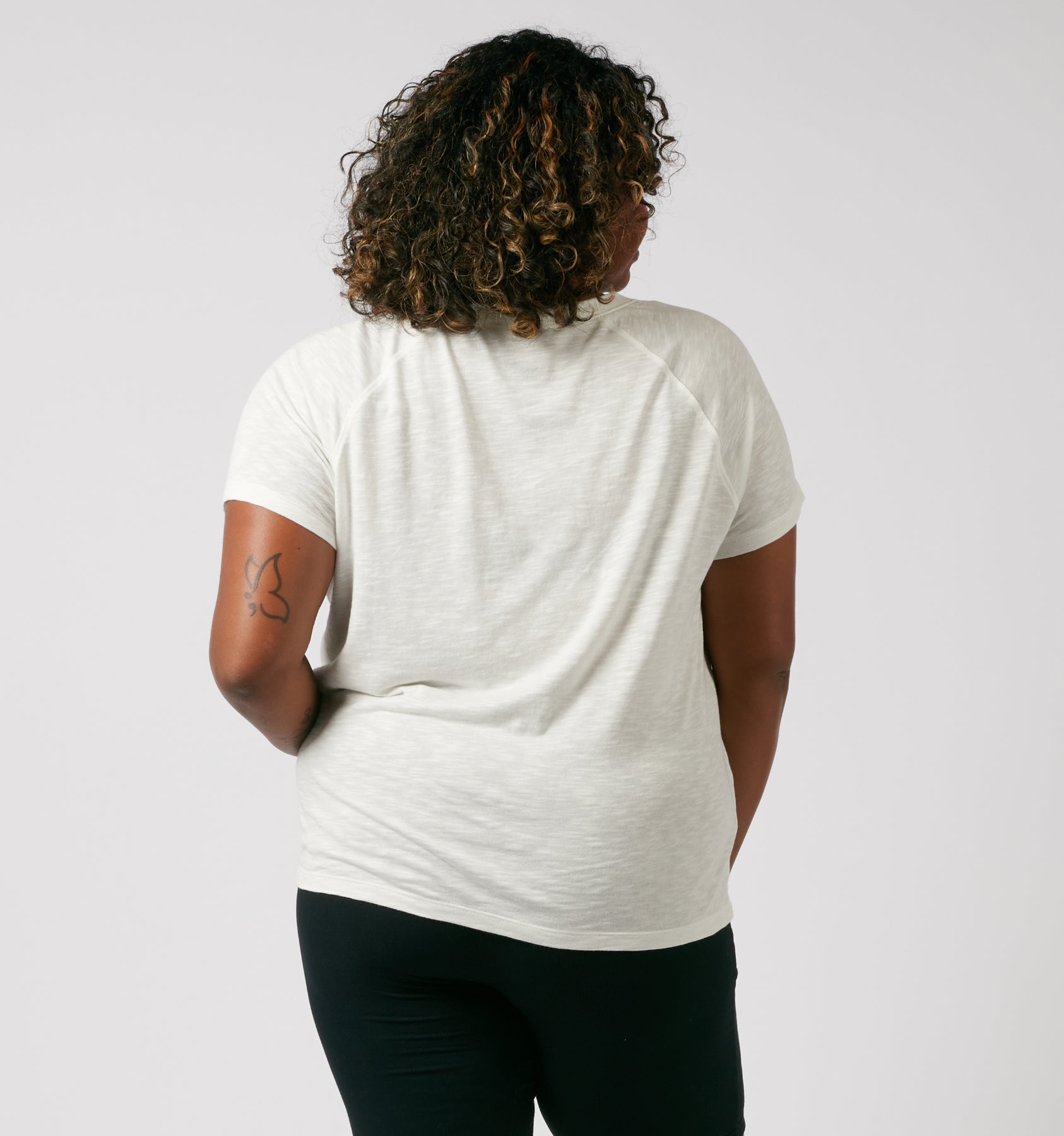 Short Sleeve Jersey Slub V Neck Tee - Natural