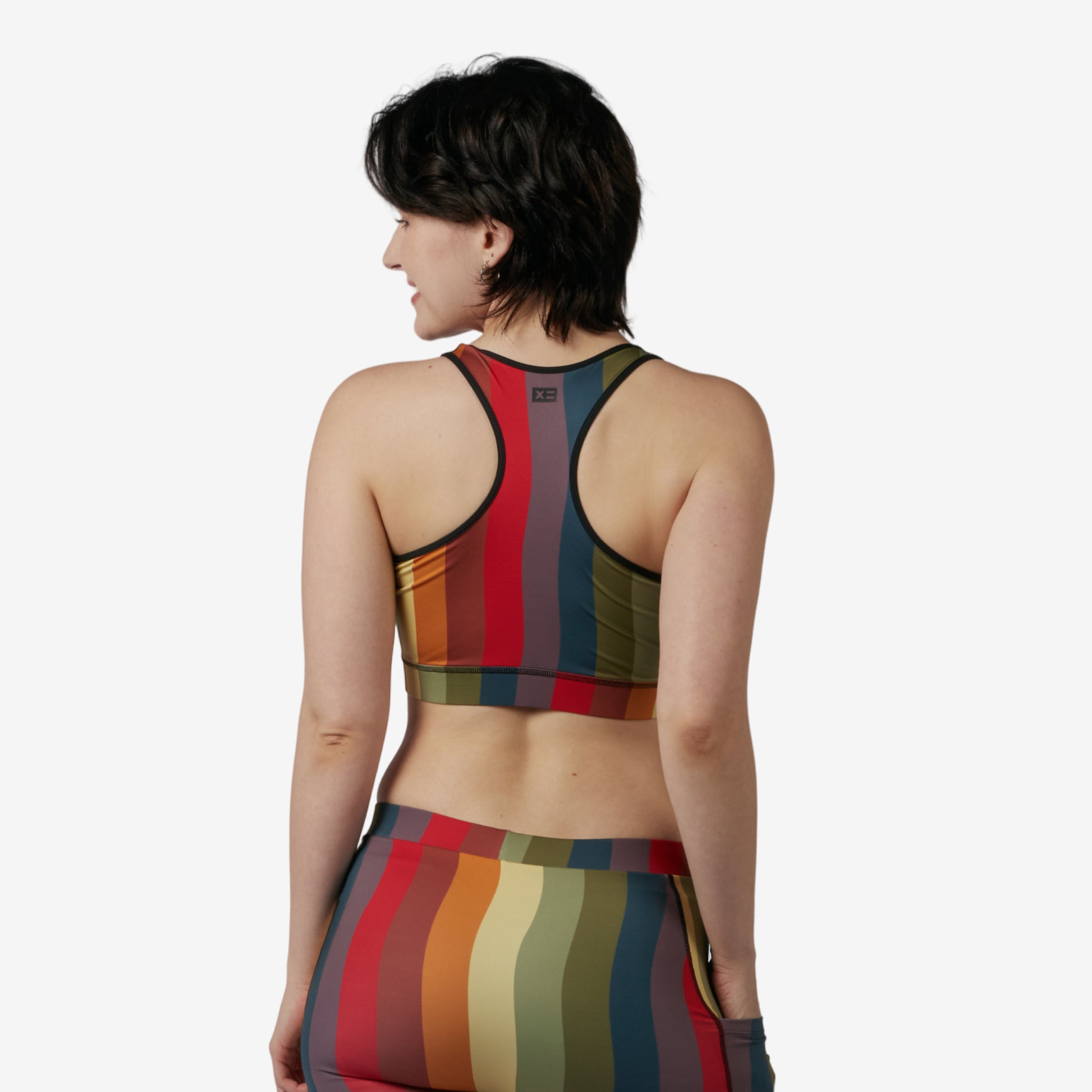 Swim Racerback Zip Compression Top - Rainbow Wave