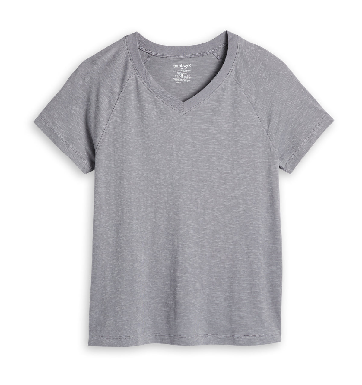 Short Sleeve Jersey Slub V Neck Tee - Ultimate Gray